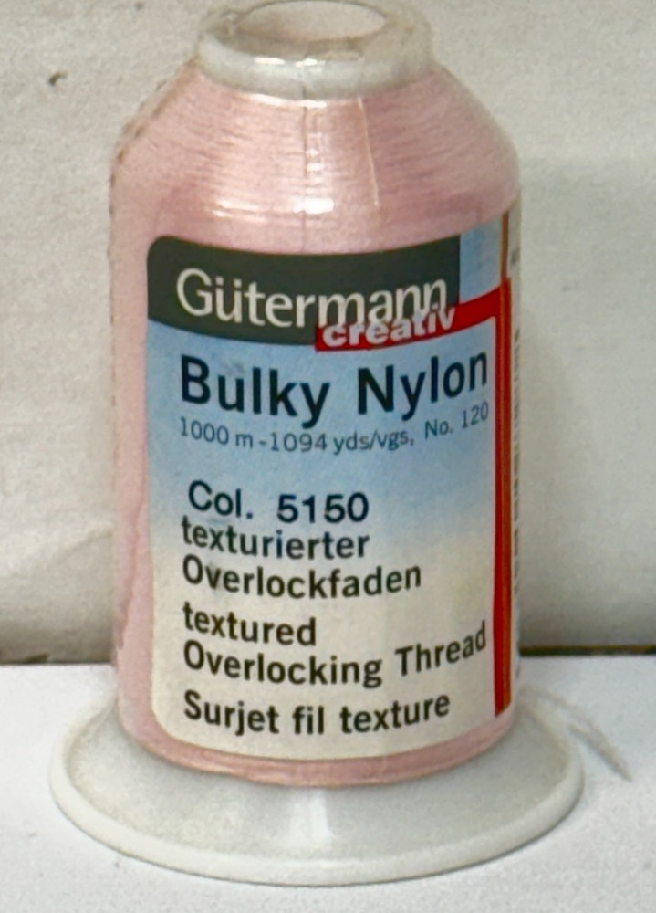 Gutermann Bulky Nylon Thread Overlocking, Textured, 5150 Pink, 1000M
