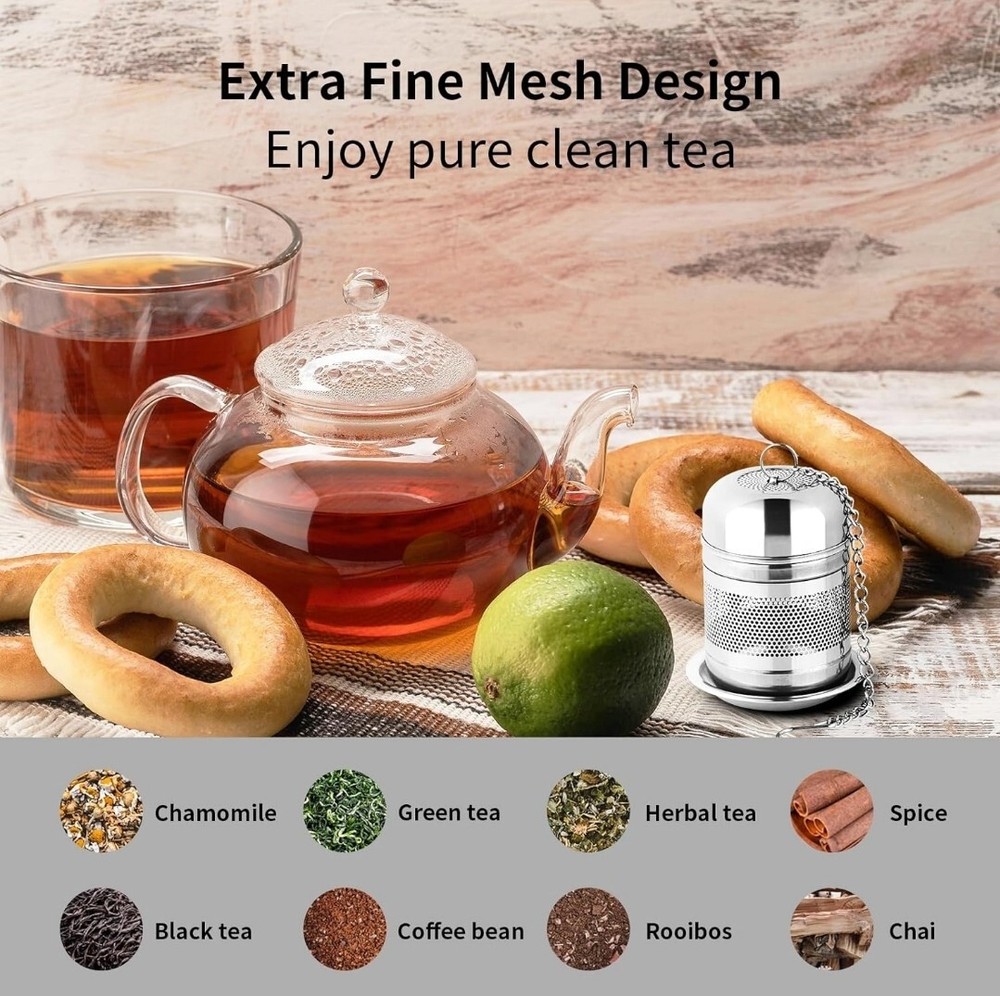 2 Pack Stainless Steel Tea Infuser Strainer Fine Mesh Basket