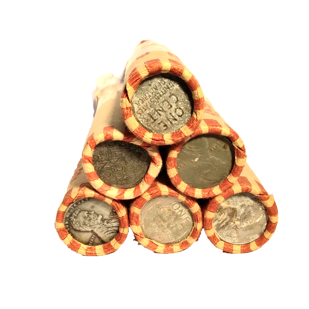 Wheat Penny Roll with Steel Penny on End