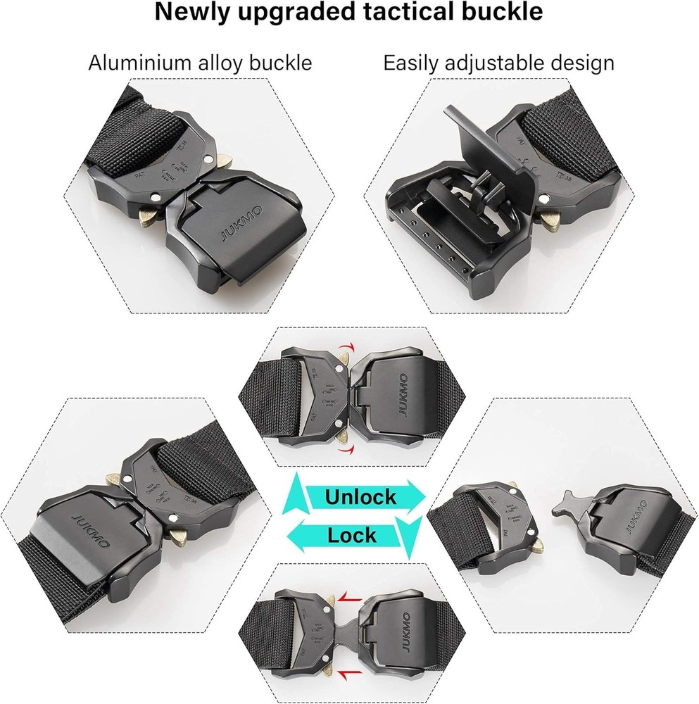 Black Nylon Tactical Belt with Quick Release Buckle - Elegant Gift Box