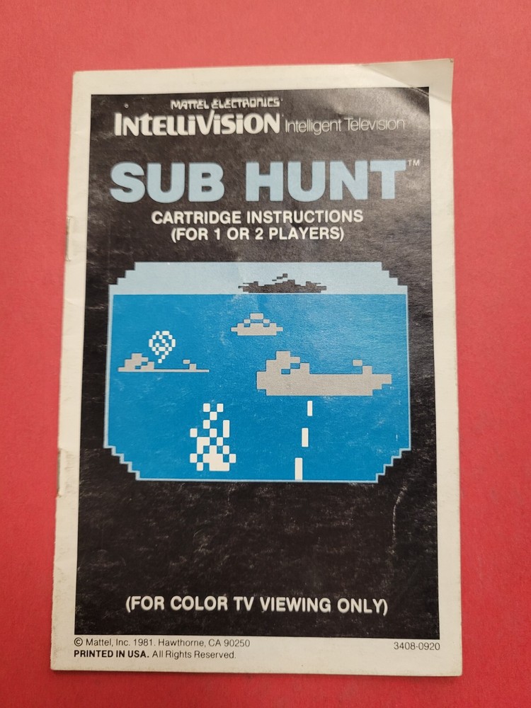 intellivision sub hunt manual Instructions Only