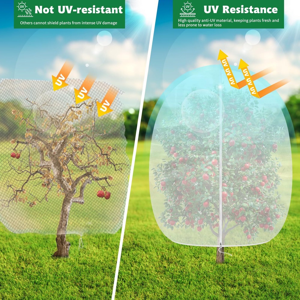 6 x 7 FT Large Fruit Tree Garden Plant Protector Netting Covers with Zipper &...