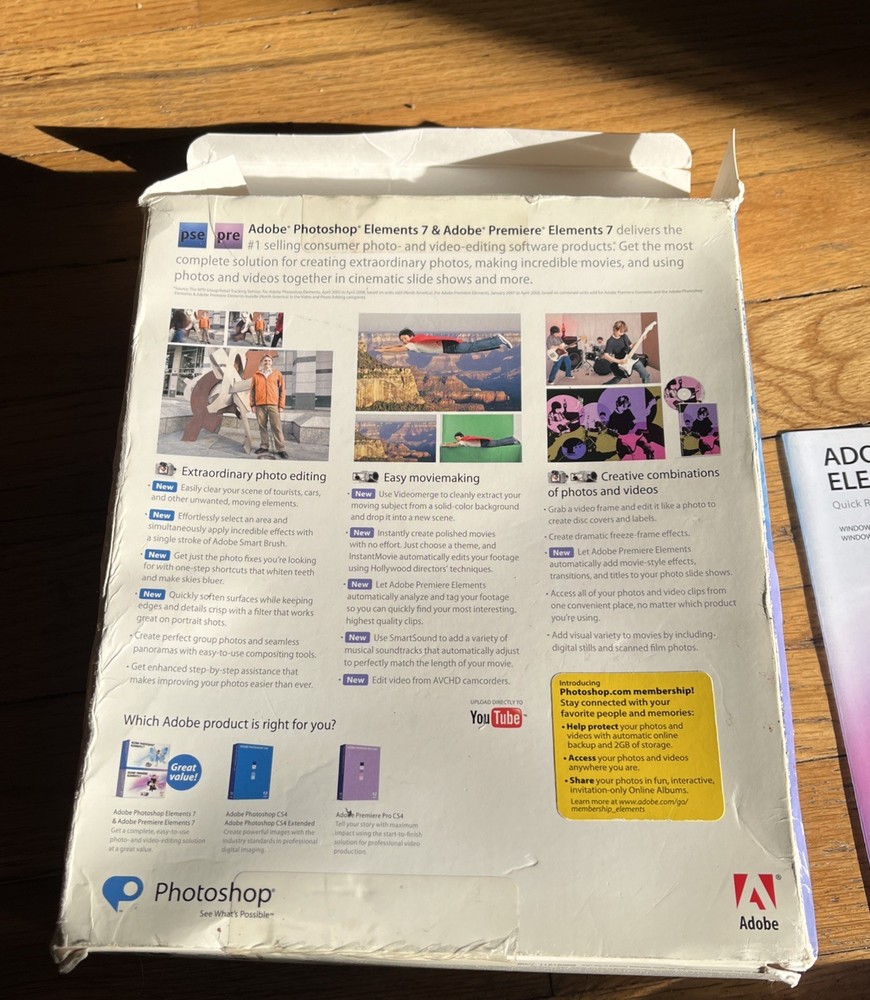 Adobe Photoshop Elements 7 & Premiere Elements 7 2 Disc With Serial Numbers