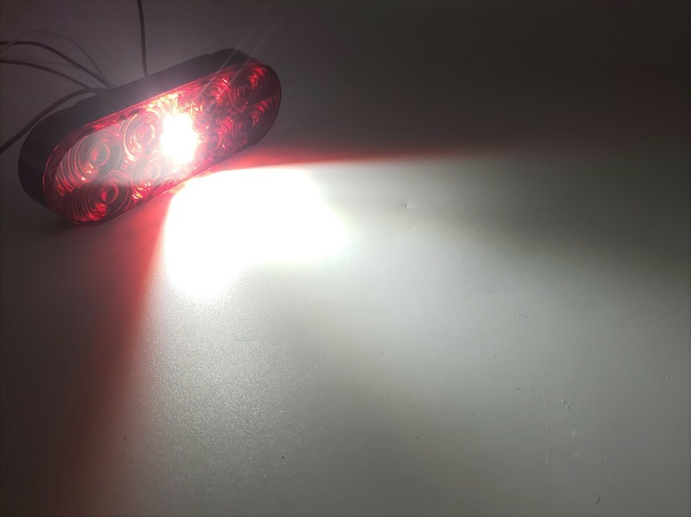 Two 6" Oval Red LED TecNiq Hybrid Reverse Lights RV Camper Trailer