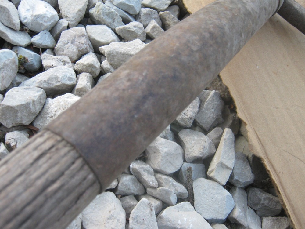 Fork Rake Head 4 Thines Rusty Wood handle Original Vintage Primitive 62" long