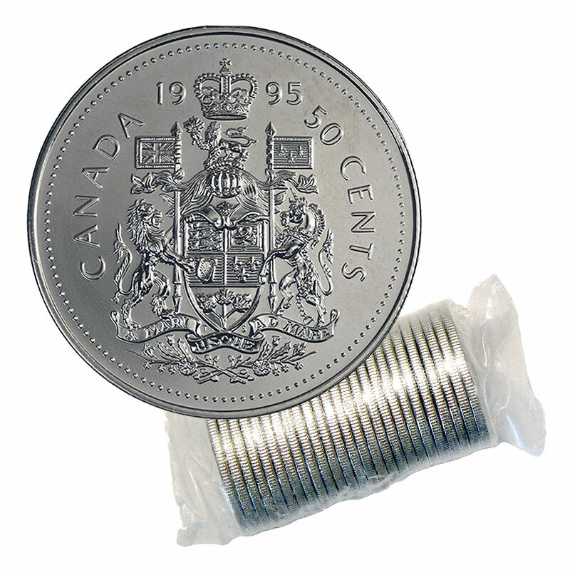 1995 CANADA Half Dollar 50 Cent Coin From Mint Roll UNC