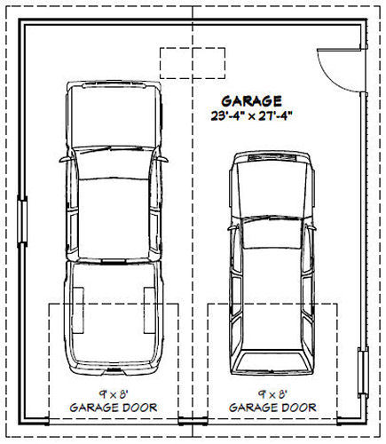 24x28 2-Car Garage -- 672 sqft -- PDF Floor Plan -- Model 1D