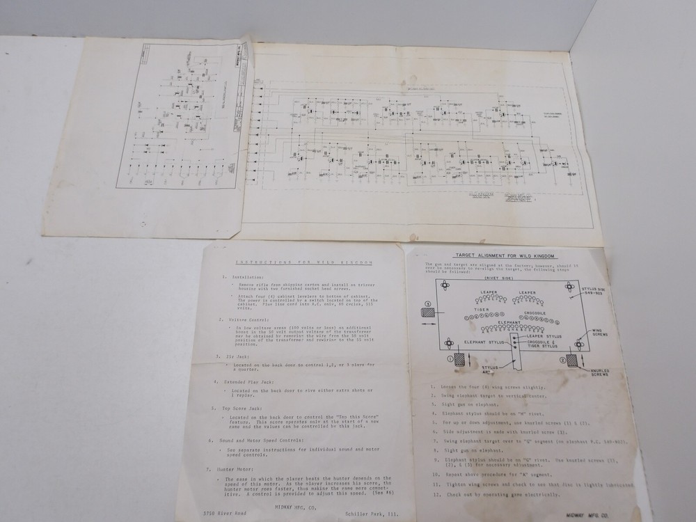 Midway: Wild Kingdom- Gun Game - Schematic + More Paperwork