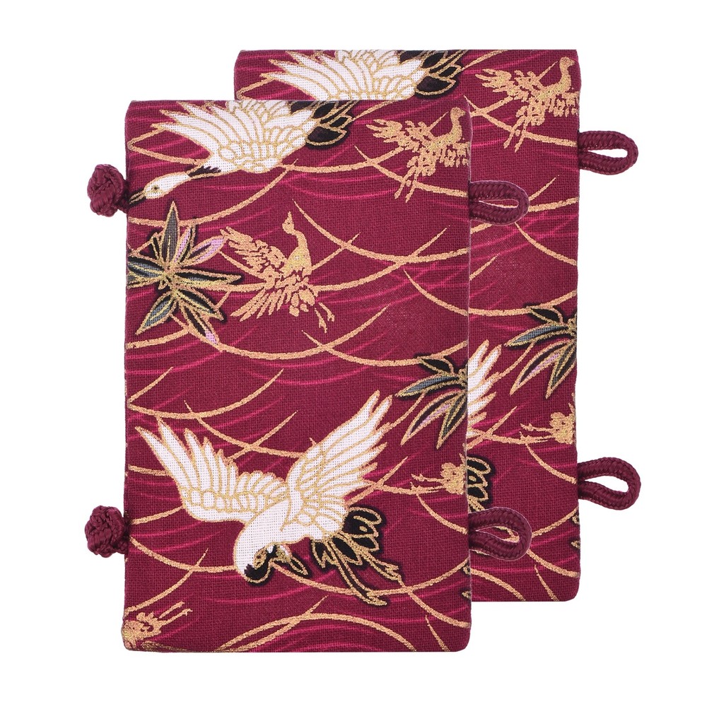 2 Pcs Teapot Handle Cover, Anti-Slip Kettle Handle Sleeve Crane Pattern, Red