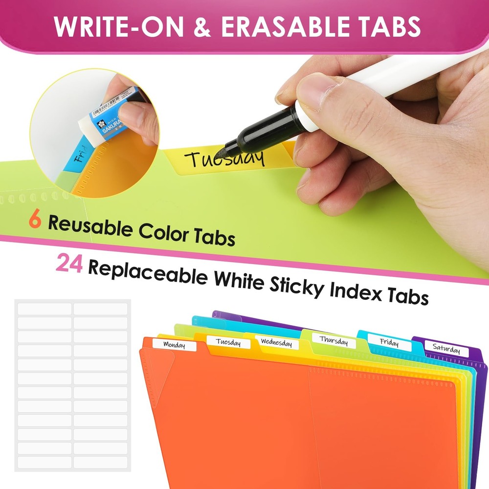 12 Pocket Poly Project Organizer, Spiral Binder Organizer Multi Pocket Folder...