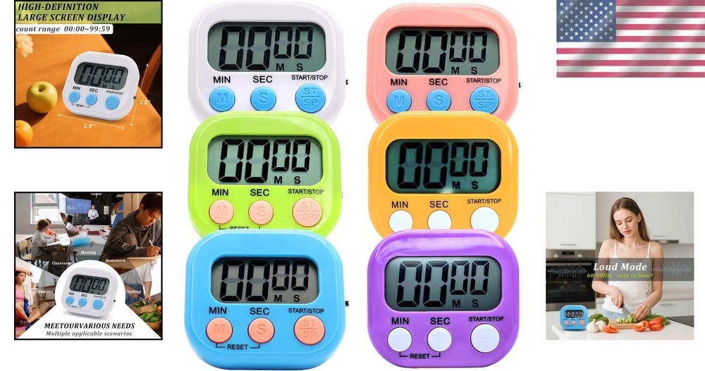 6 Pack Multi-Function Electronic Timer, Learning Management, Suitable for Kit...