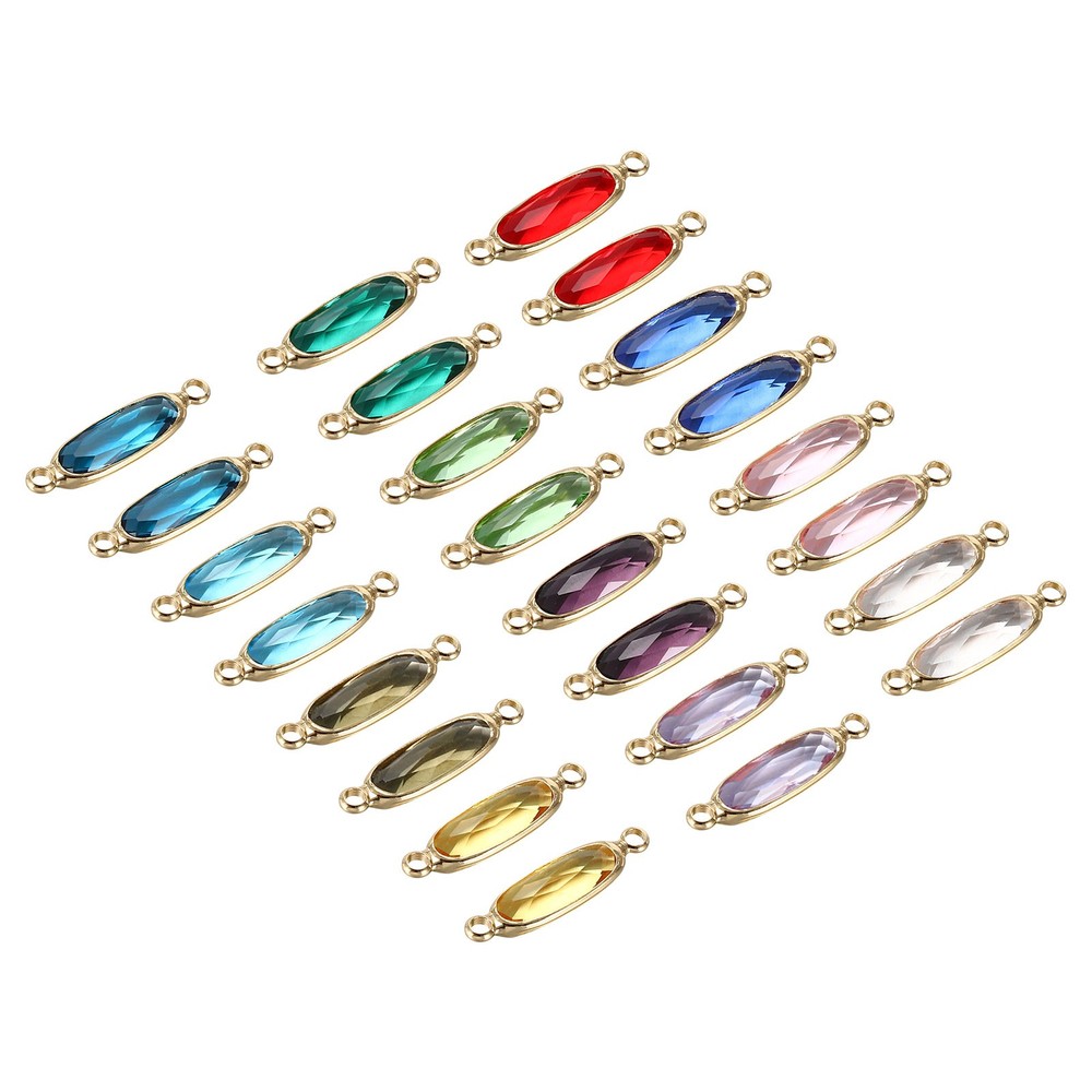 Birthstone Connector Link, 24Pcs Diamond Links, Round,