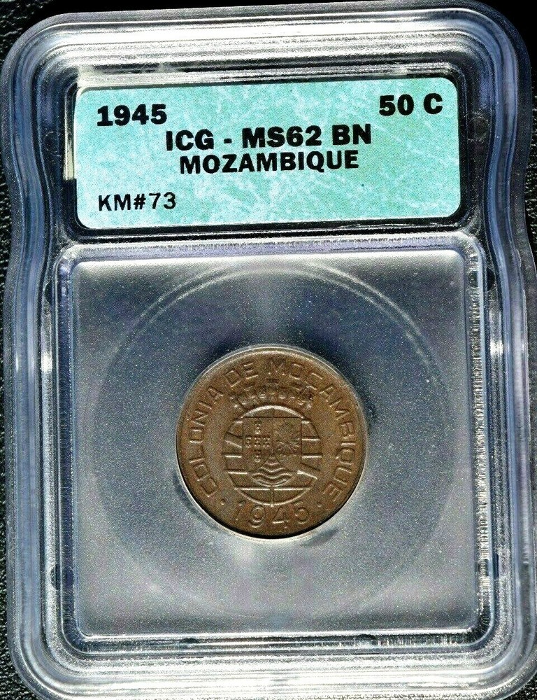 1945 Mozambique 50 Centavos, ICG MS 62