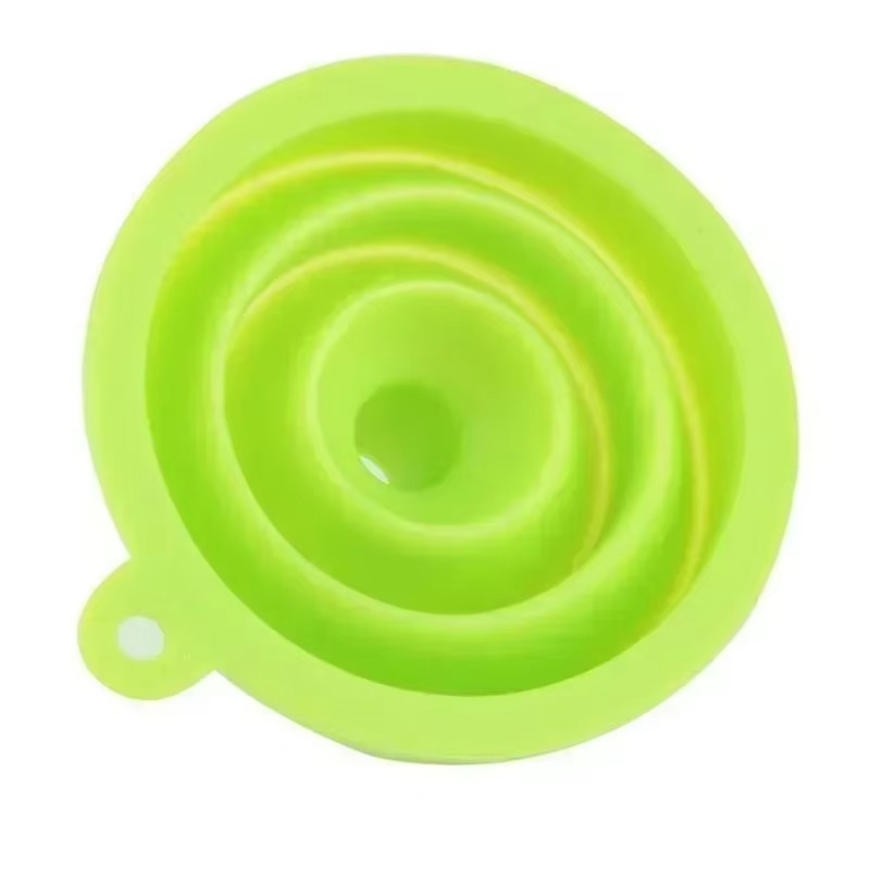 Green Mini Silicone Gel Foldable Collapsible Style Funnel Hopper Kitchen Tool
