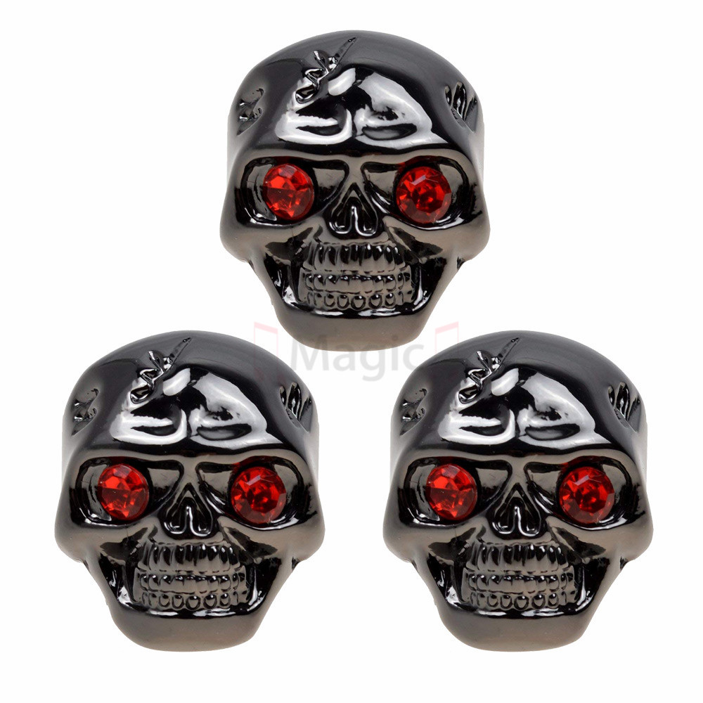 3PCS Skull Knob Electric Guitar Volume Tone Control Knobs Skull Head Black