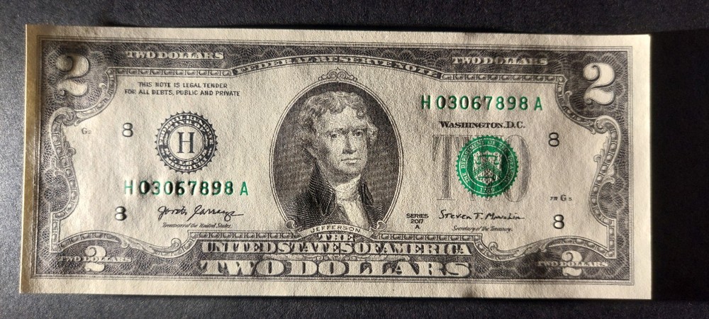 10 sequenced order 2017 $2 Bills - Uncirculated authentic 4 digit Ladder - Mint