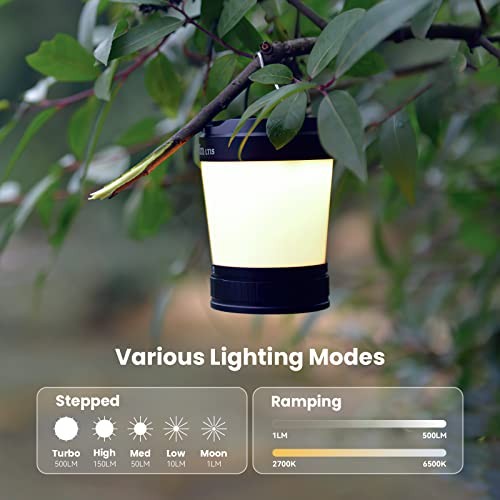 LT1S LED Camping Lantern, Rechargeable Lantern with Dimmable 2700K - Black