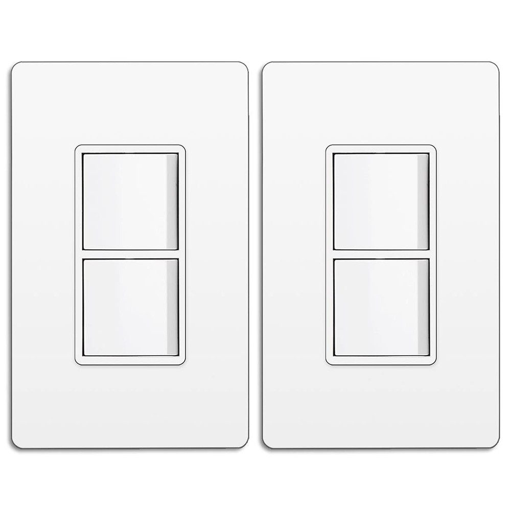 2 Pack Double Rocker Light Switch, Two Single Pole Electrical Paddle Switch, ...