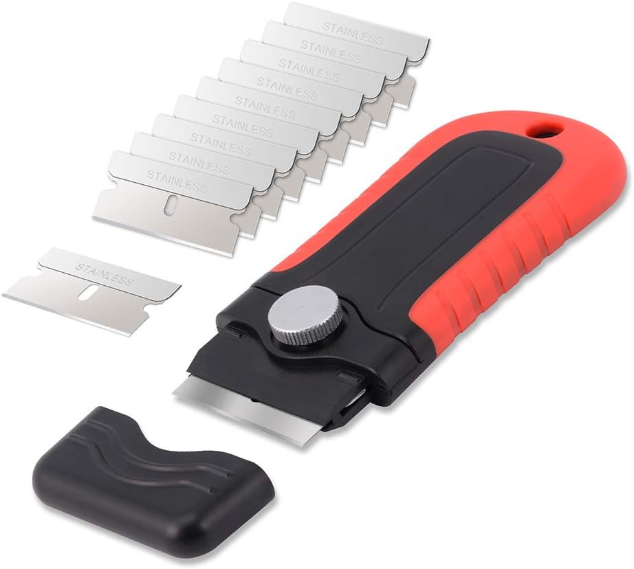 Razor Blade Scraper Tool with Blade Storage Container, Glass Cooktop Stove Scrap