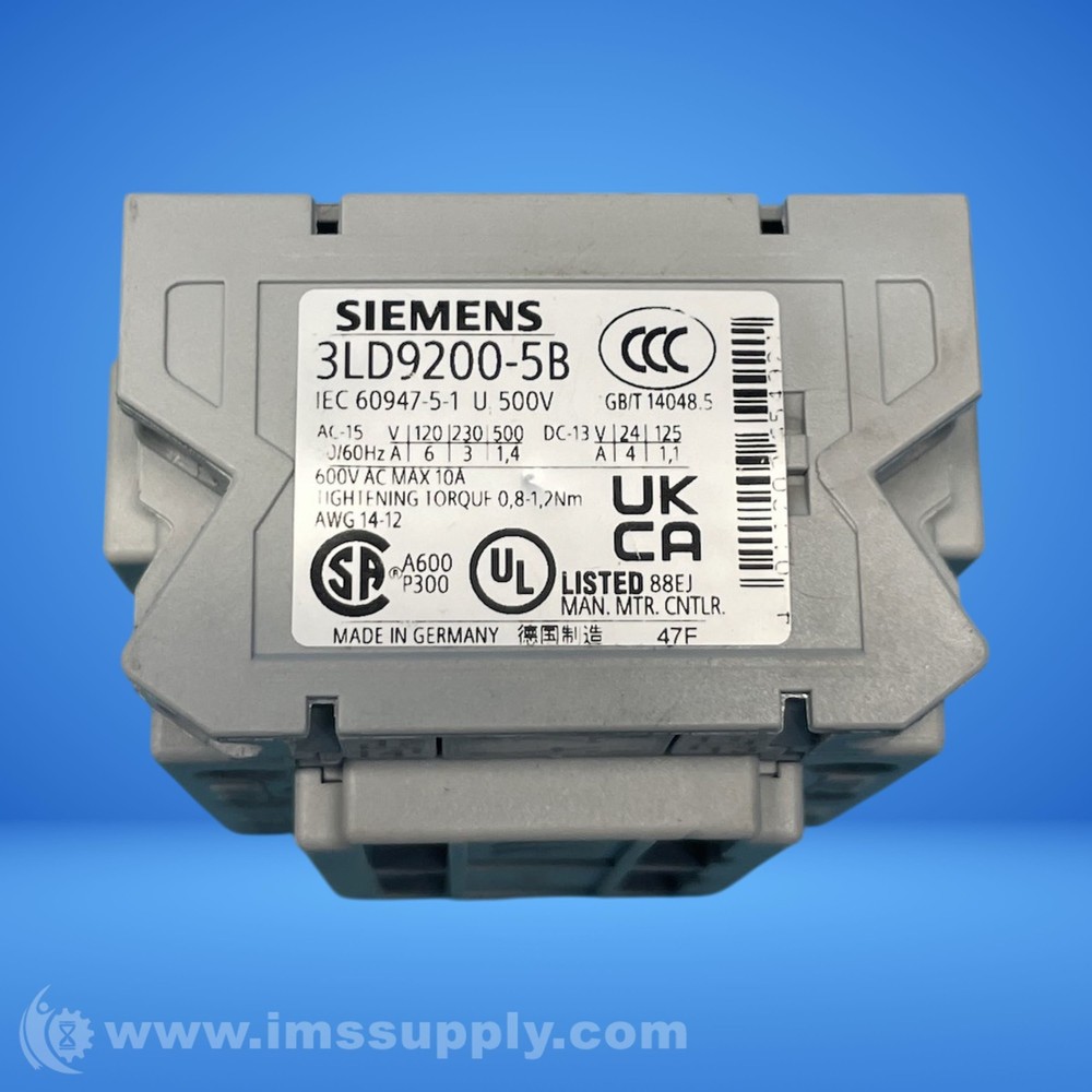 Siemens 3LD9200-5B Auxiliary Switch 2897