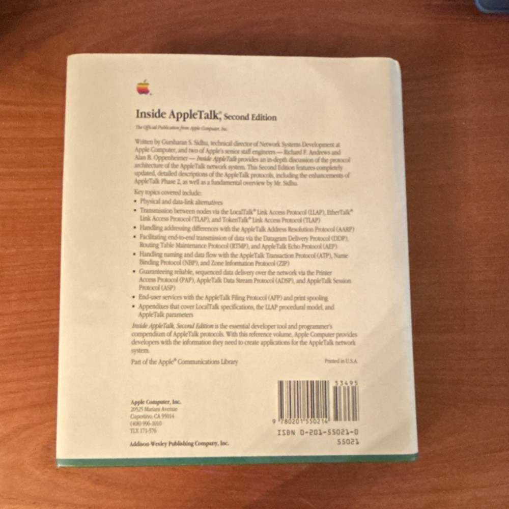 Apple Inside AppleTalk Second Edition Manual for Desktop Computer English