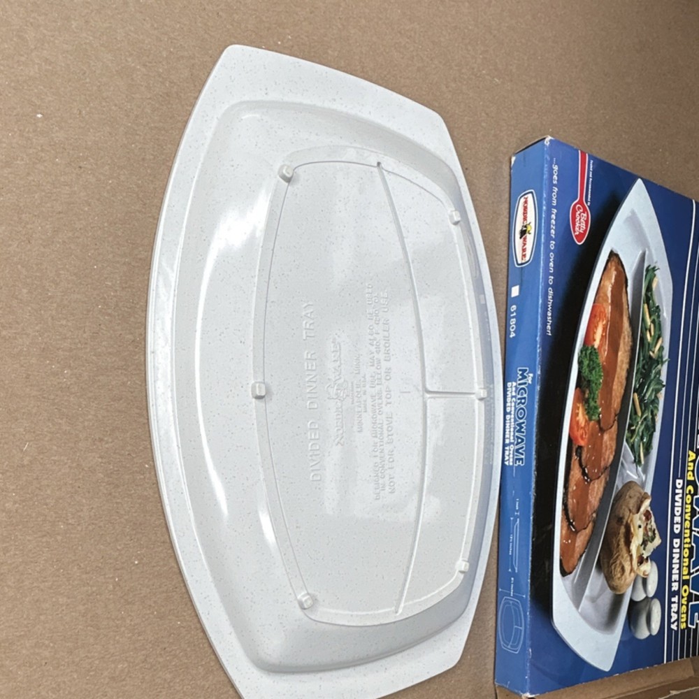Nordic Ware Divided Dinner Tray White Plastic Microwave Model 61804