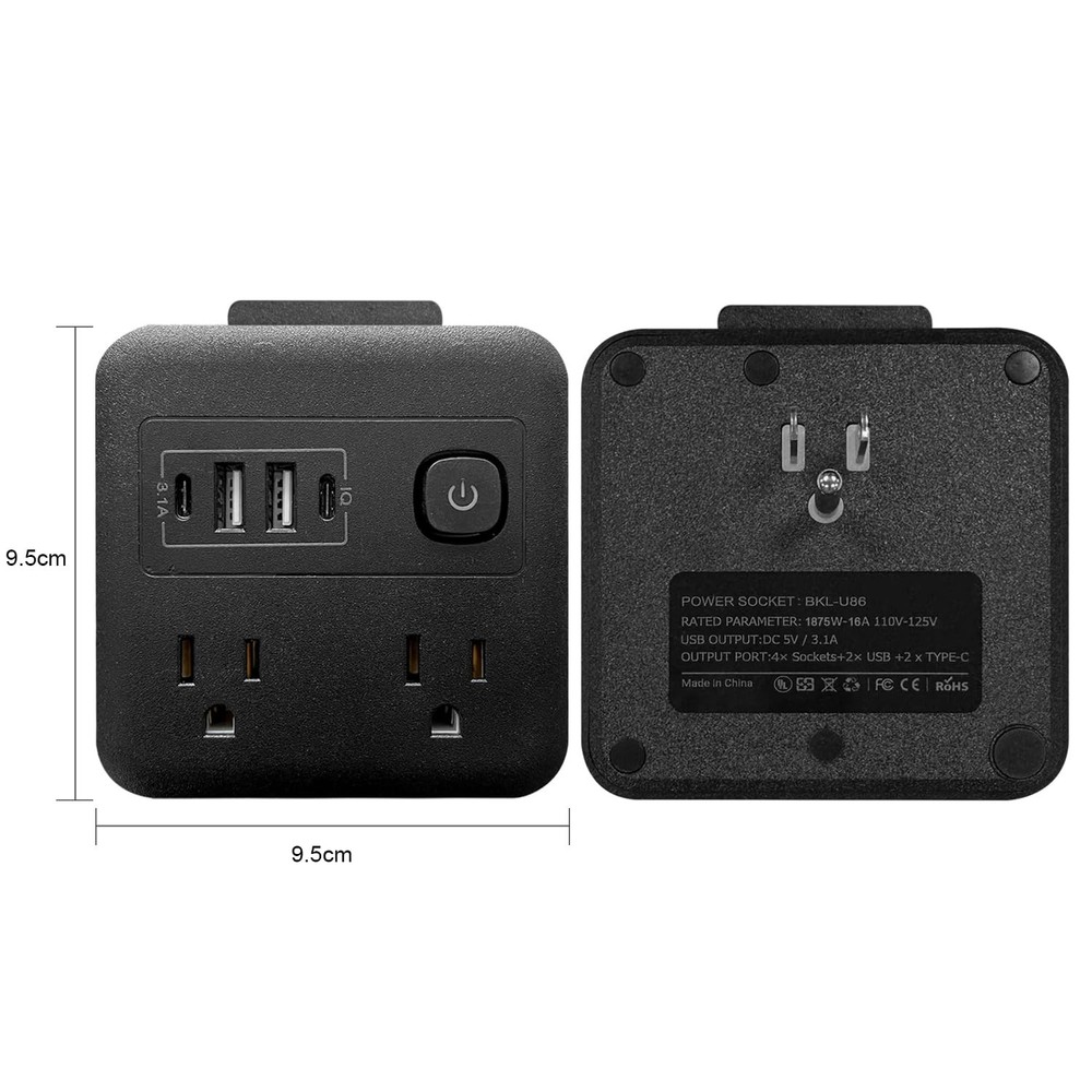 Multi Plug Outlet Extender with USB - Surge Protector Splitter 4 USB Wall Cha...