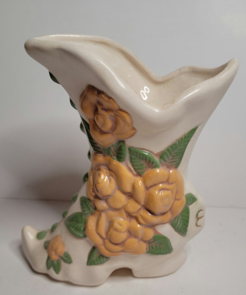 Ceramic Shoe Planter/Vase with Roses