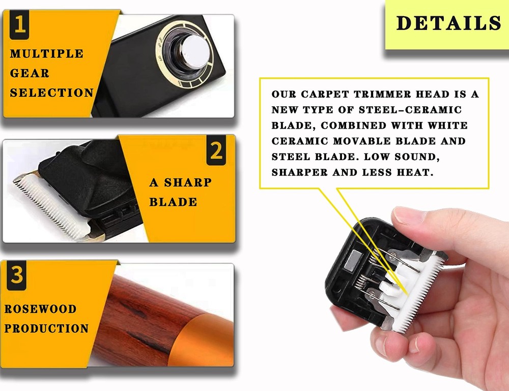 Carpet Trimmer with Shearing Medium, With Guide