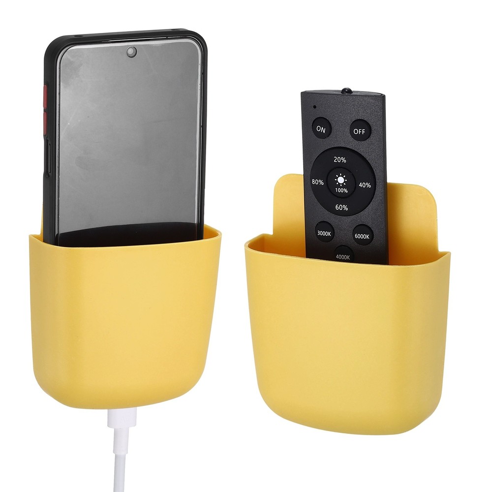 2pcs Remote Wall Mount Holder, Phone Sticker, Yellow