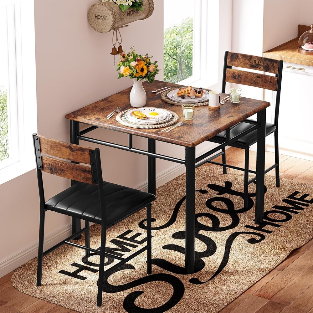 Dining Table Set 2 Small Kitchen Table W/ Upholstered Chairs Dinning Table Set