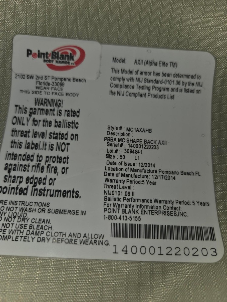 POINT BLANK FTOC CARRIER AND BALLISTICS