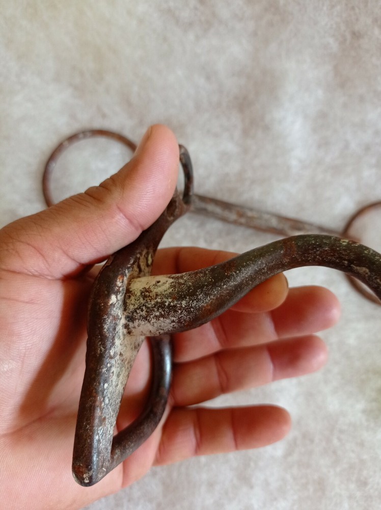 Original Rare Antique Primitive short shank iron bit.