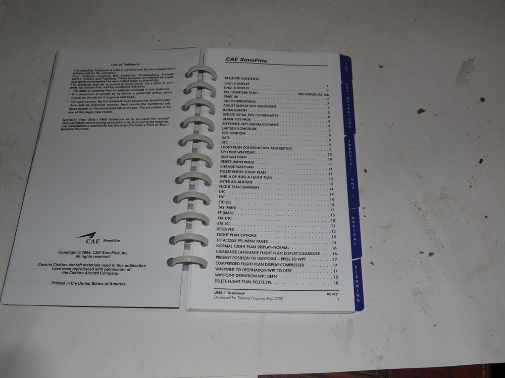CAE UNS-1 FMS Taskbook Training Manual 2004