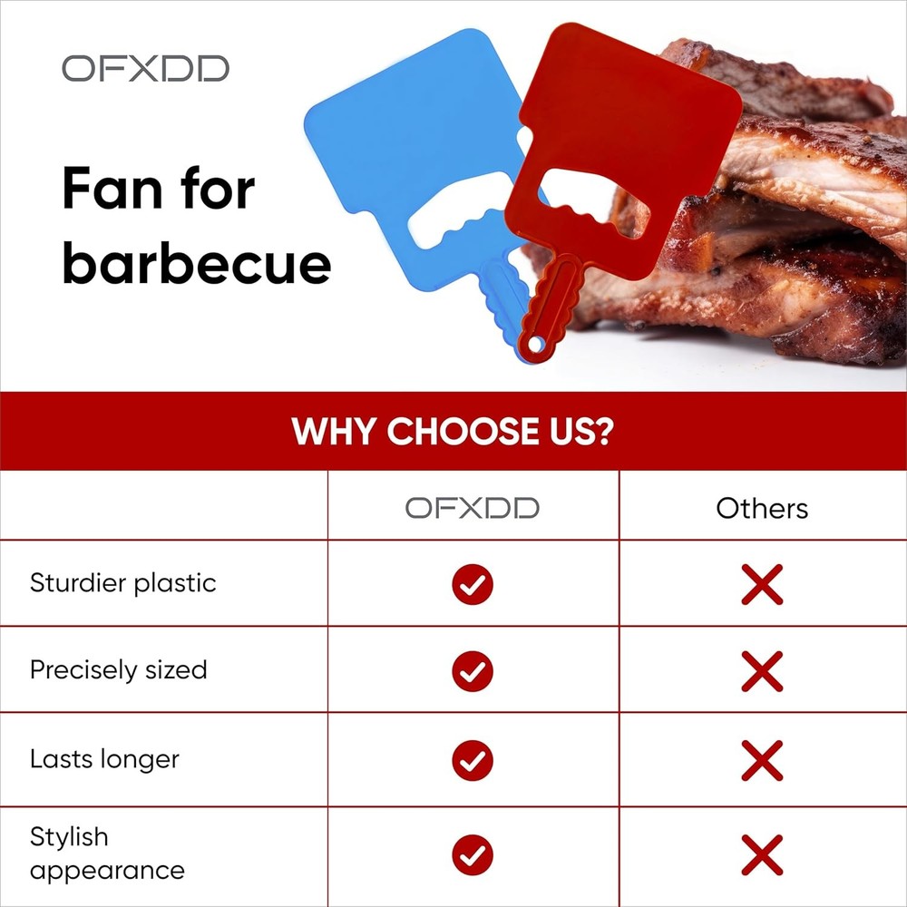Barbecue Hand Fan - Manual Grill - Plastic Supporting Tool for...