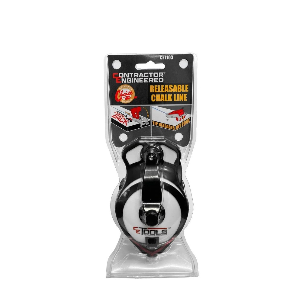 CE TOOLS SnapBack® Chalk Line w/ Releasable Tip – Heavy Duty, Precision Marking