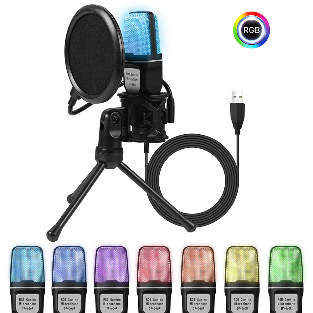 Desktop Condenser Microphone Mic Kit Broadcasting Studio Recording for PC Laptop