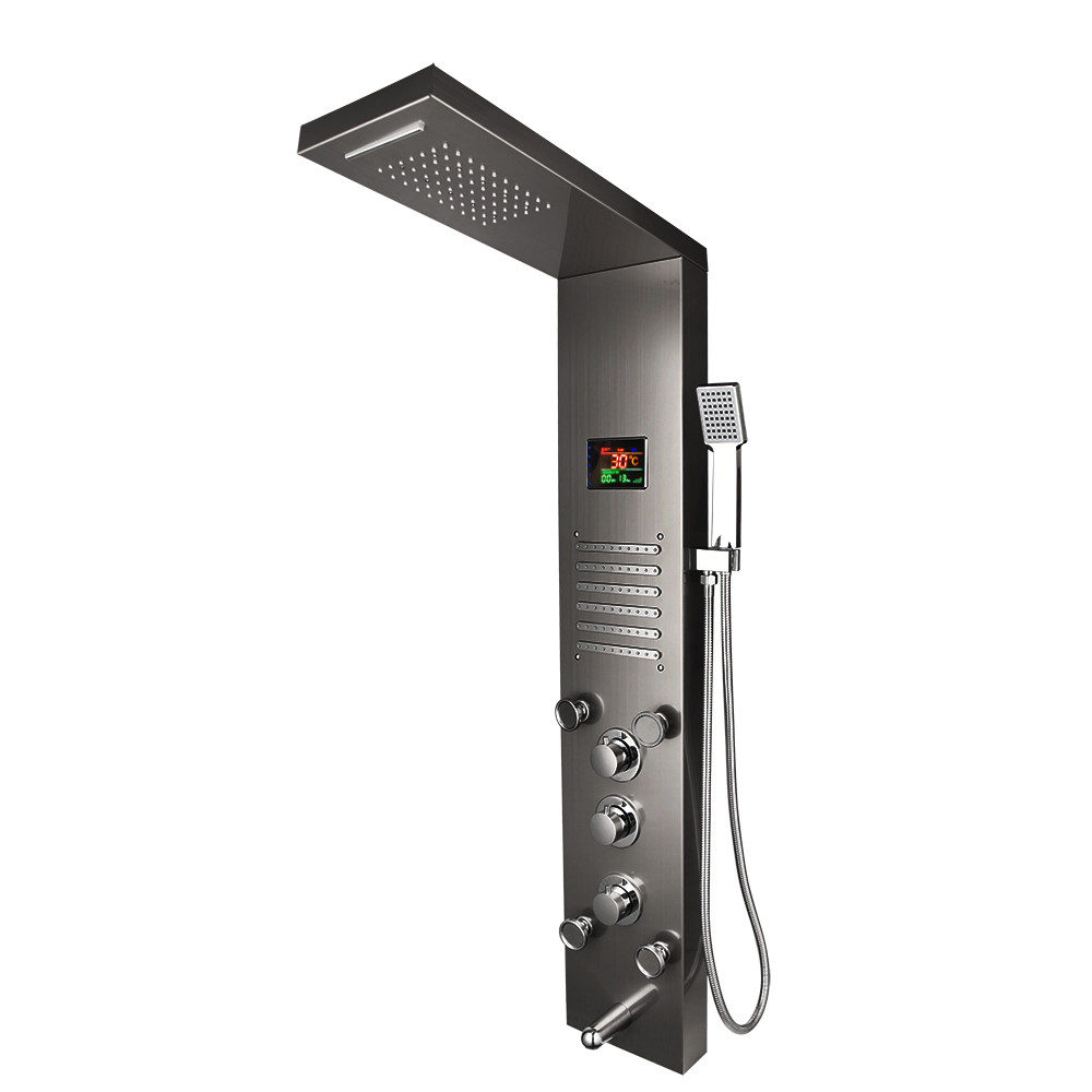 Wall Mounted LED Shower Column Massage Jets Sprayer Shower Panel Hand Shower