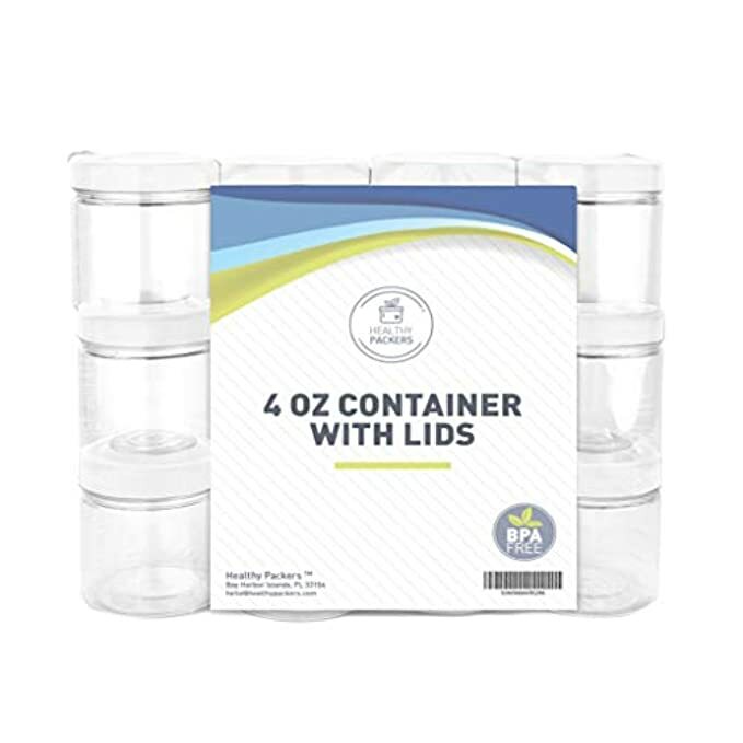 Healthy Packers 4oz Plastic Jars with Lids - Lotion Containers with