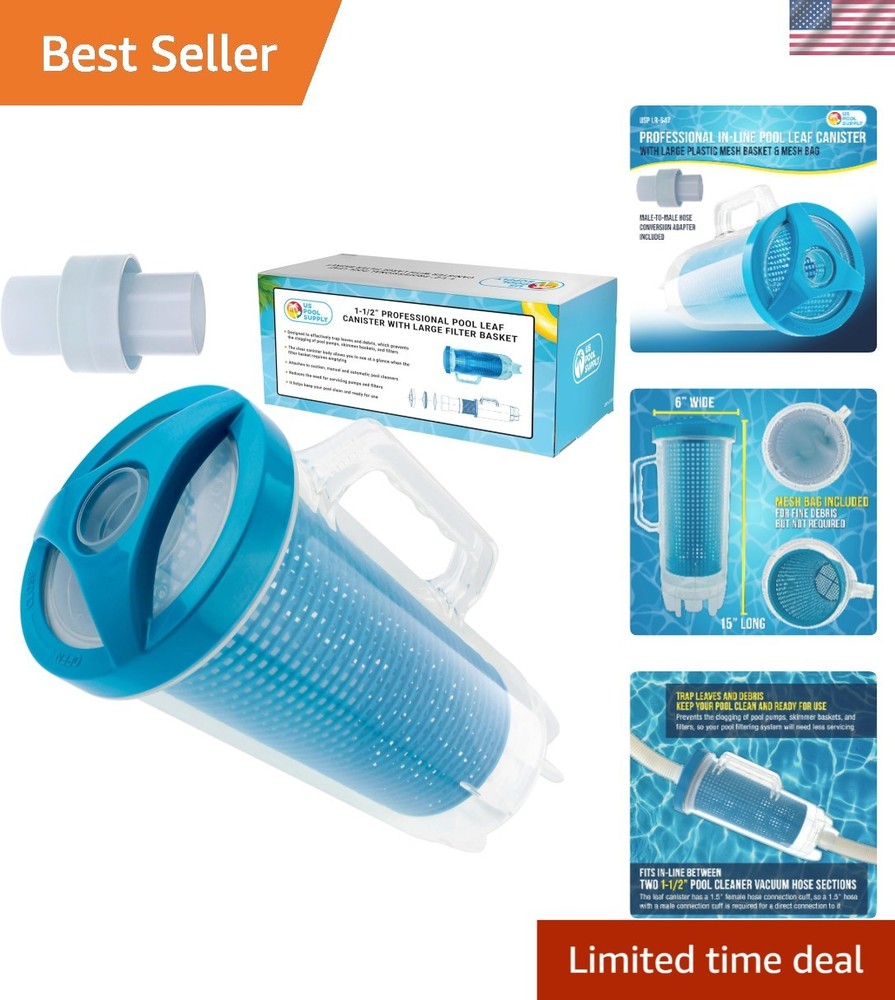 15" x 6"  Pool Leaf Catching Canister - Quick Access & Easy Installation