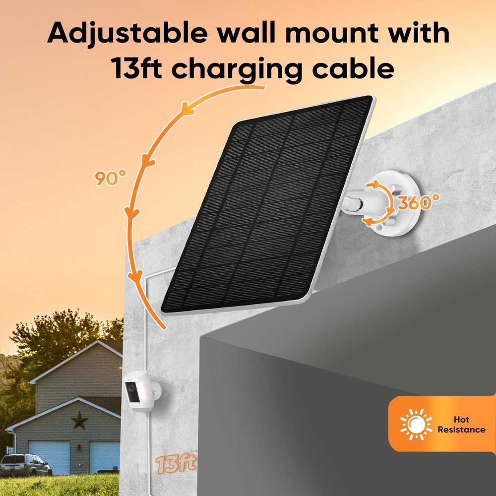 Solar Panel Security Camera Compatitable with Ring Solar Spotlight Cam/Pro/Pl...