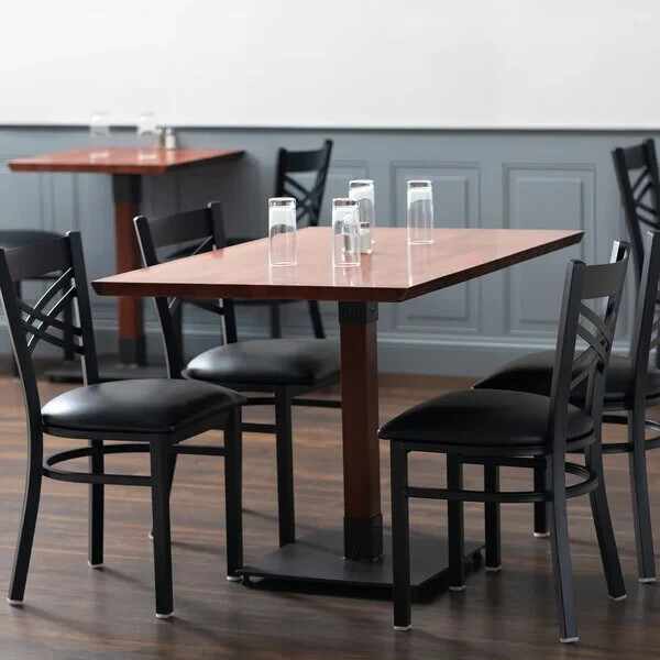 30" x 48" Rectangular Solid Wood Live Edge Restaurant Table Top in Mahogany Wood