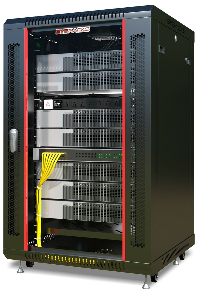 18U Server Rack Locking Network Cabinet Data Enclosure with PDU-Feet-Fan-Shelf