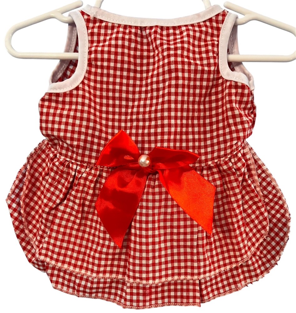 Cat Picnic Style Red Dress Medium