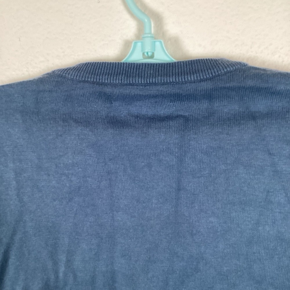 Edwards Mens Sweater Sz M Long Sleeve Pullover Solid V Neck Blue Excellent