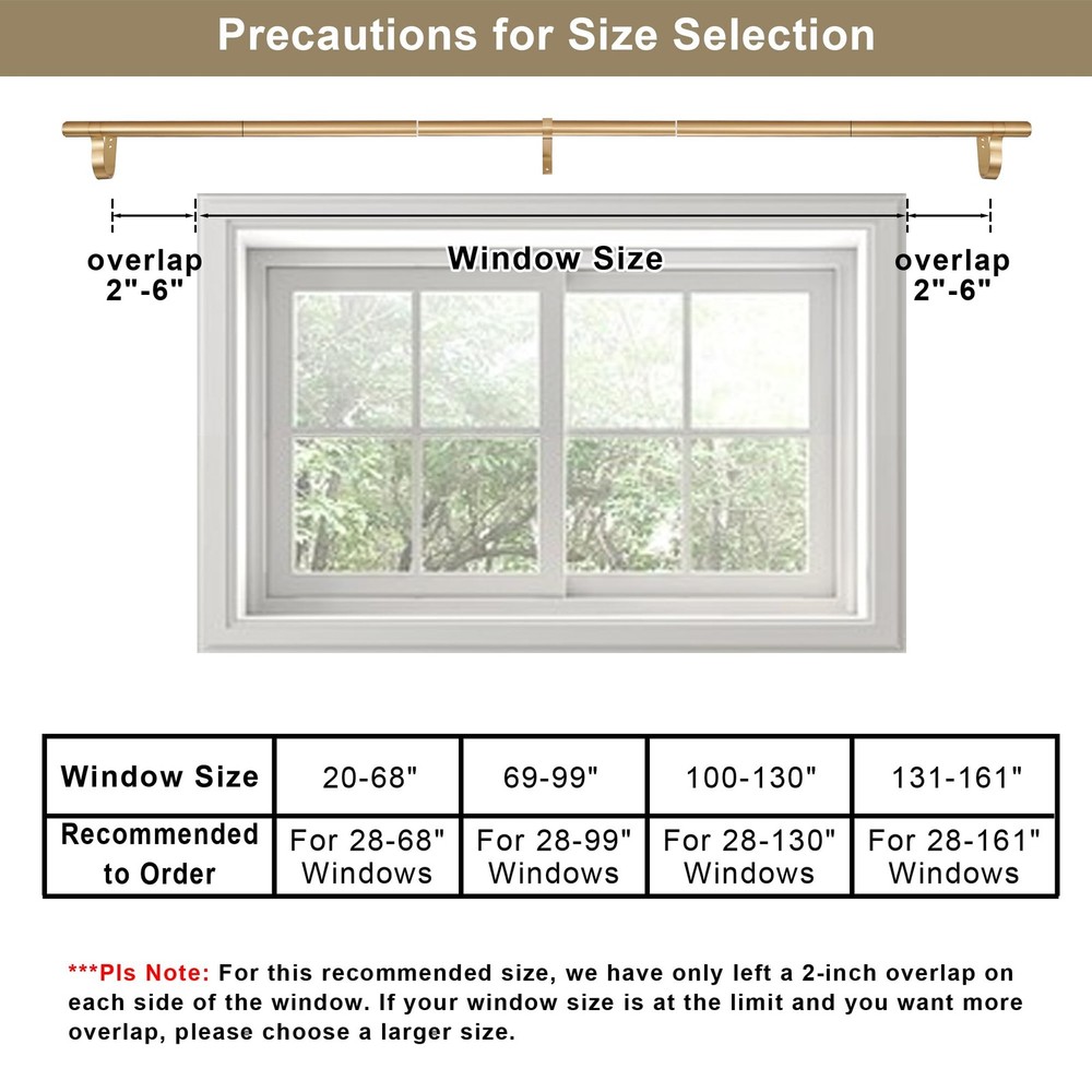 Curtain Rods for 28-68” Windows, Splicing Construction, 1” Adjustable Drapery...