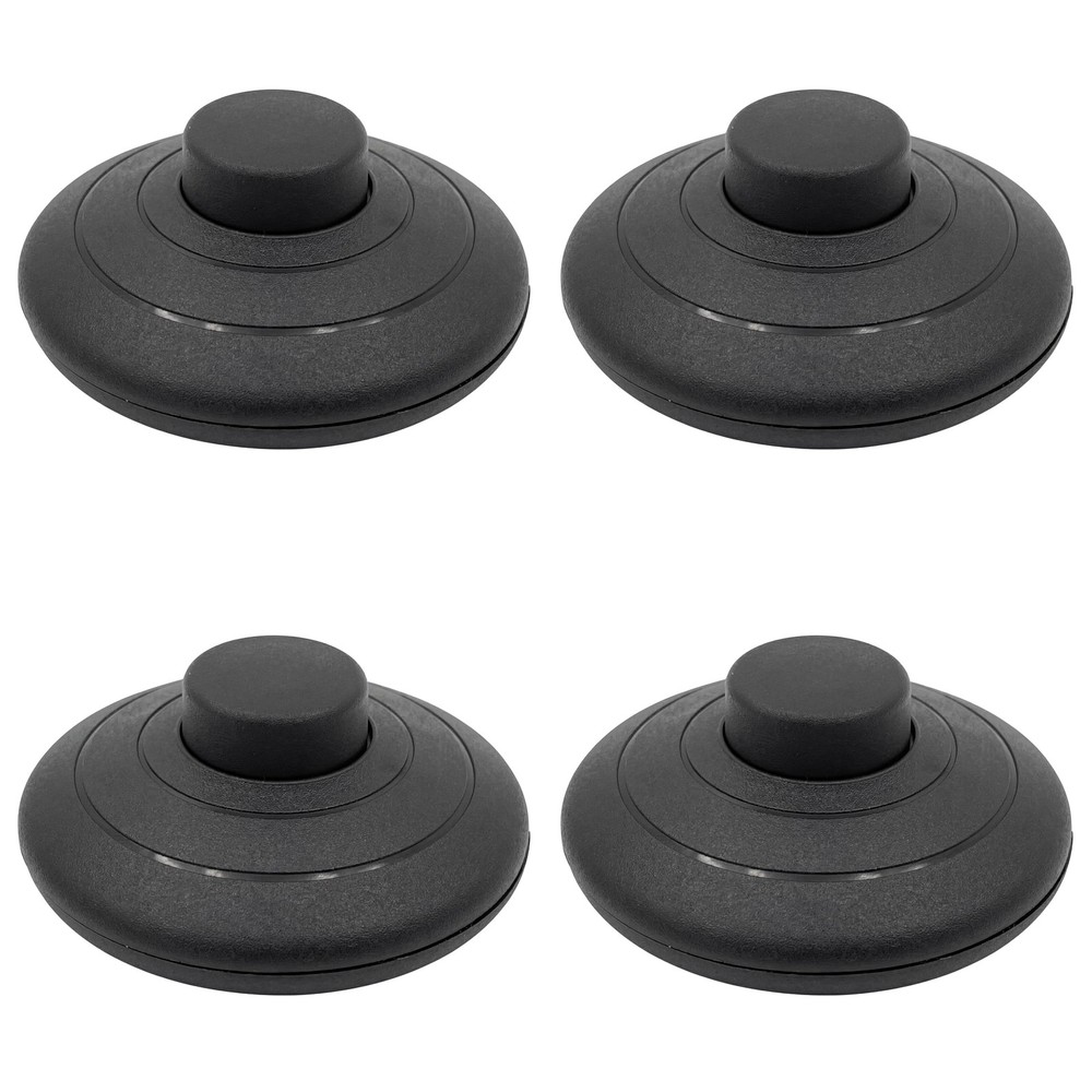 Foot Pedal Switch Round Inline Step-on Button Floor Lamp Control Black 4 PCS
