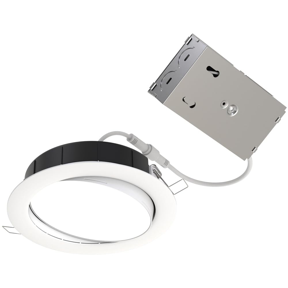 Juno LED Shower Light, Adjustable 6 Inch Wafer Downlight, Switchable Color Tempe