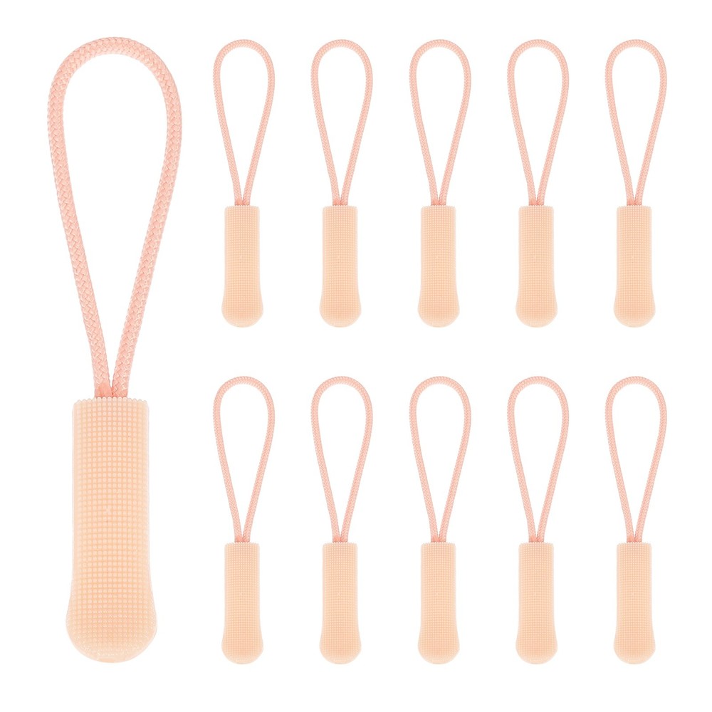 2.6" Zipper Pulls Replacement, 100 Pcs Nylon Cord Extension, Gray Pink