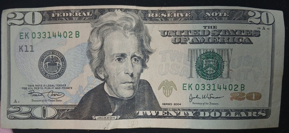 Error Miscut Misaligned US $20 Twenty Dollar.